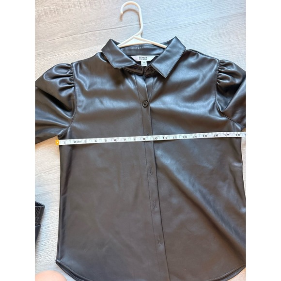 BB Dakota Steve Madden button up faux leather black top women's M with shorts - Picture 10 of 12